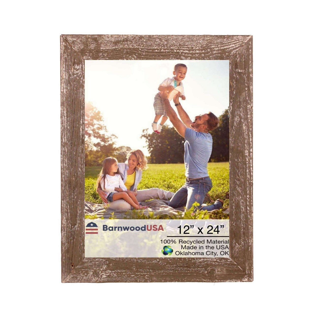 Rustic Farmhouse 12 in. x 24 in. Reclaimed Wood Picture Frame